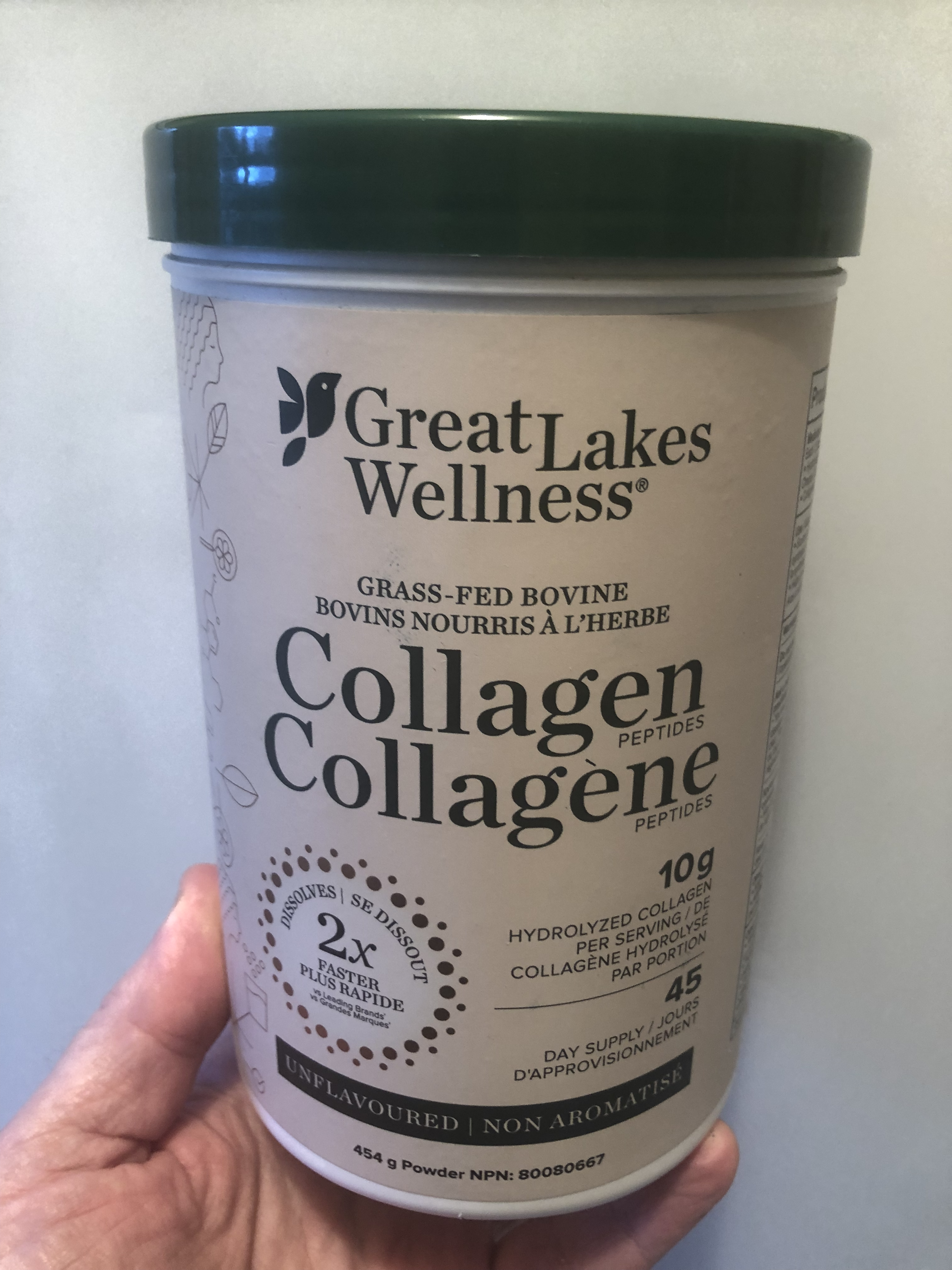 Great Lakes Wellness grass-fed bovine collagen peptides used by Stephen