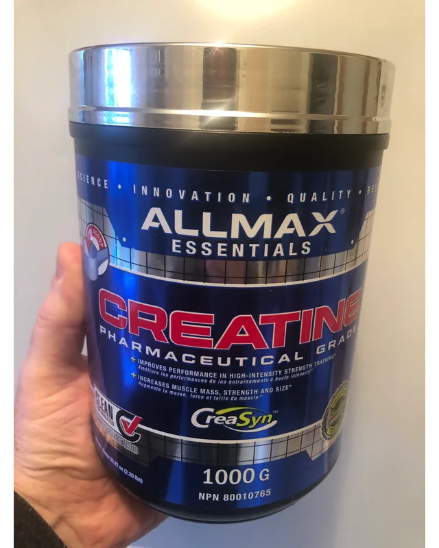 ALLMAX Essentials Creatine CreaSyn container used by Stephen