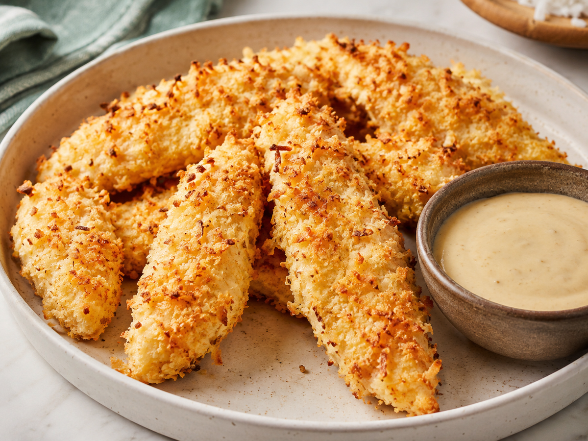 Coconut-crusted baked chicken tenders