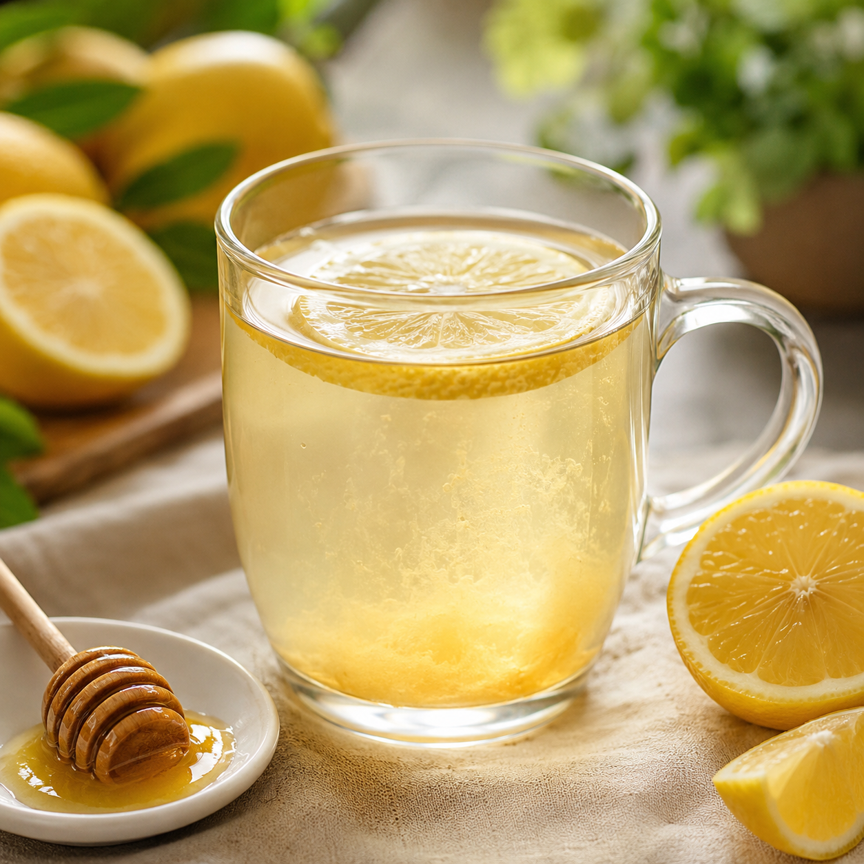 Honey lemon water with vitamin C for immune support