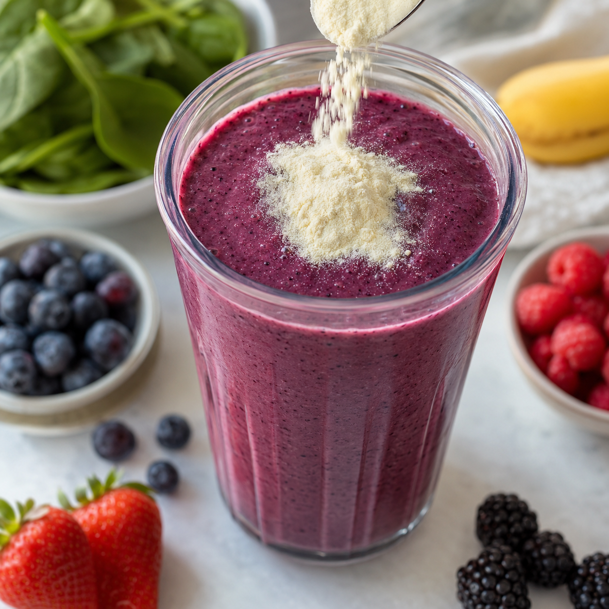 Vitamin C powder added to cold smoothie last