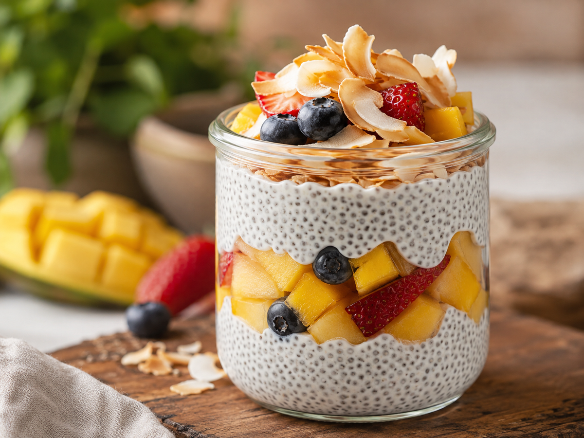 Coconut chia pudding parfait