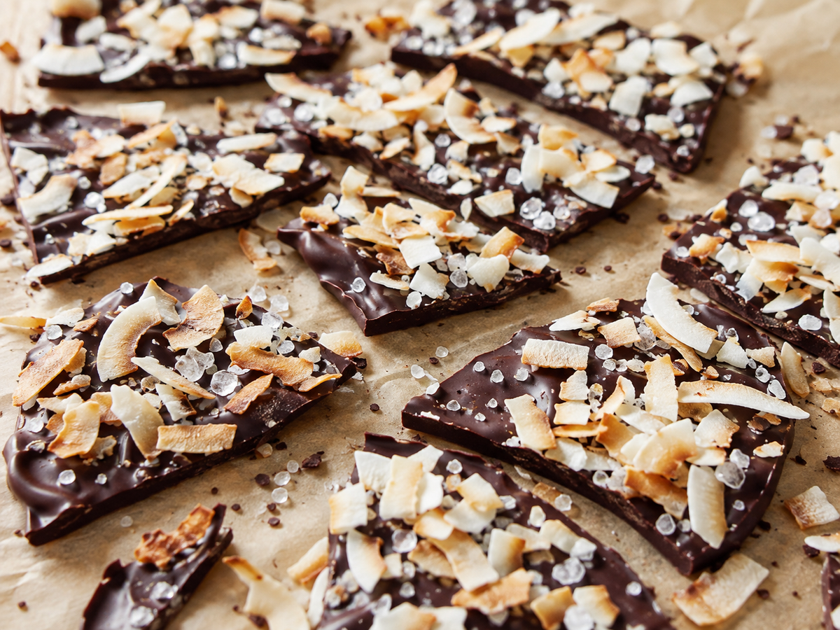 Dark chocolate coconut bark with sea salt